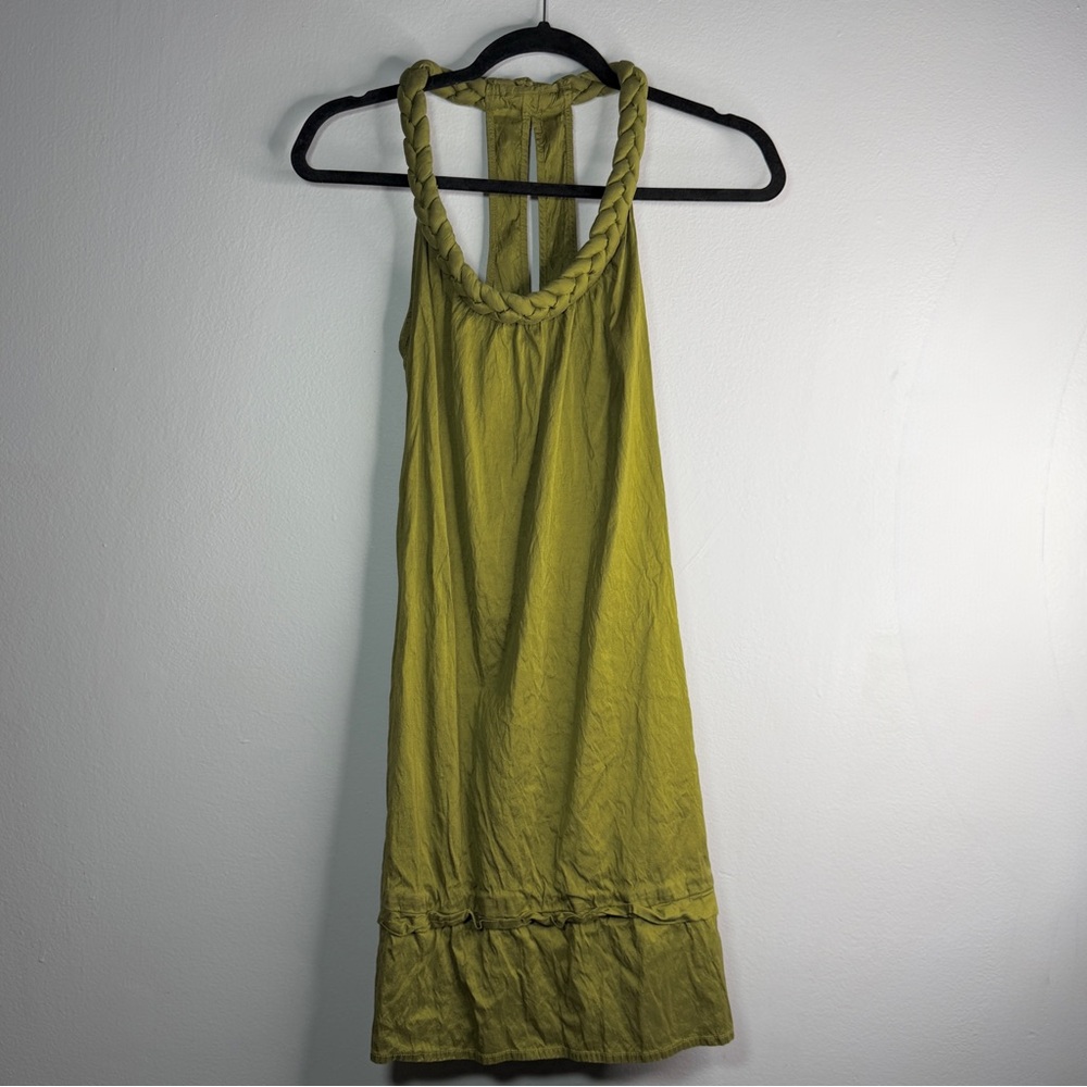 Christiane‎ Celle Calypso 100% Silk Braided Strap Olive Dress Size XS
